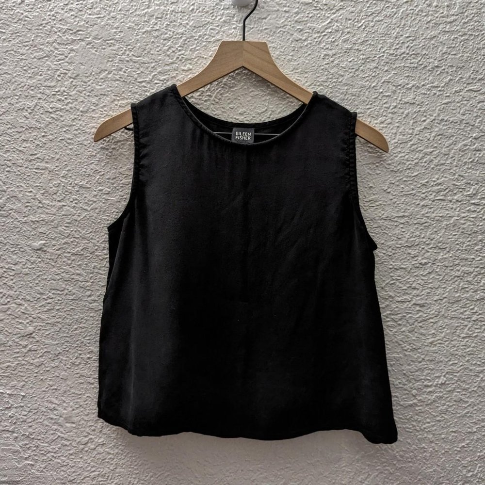 Eileen Fisher black silk tank top